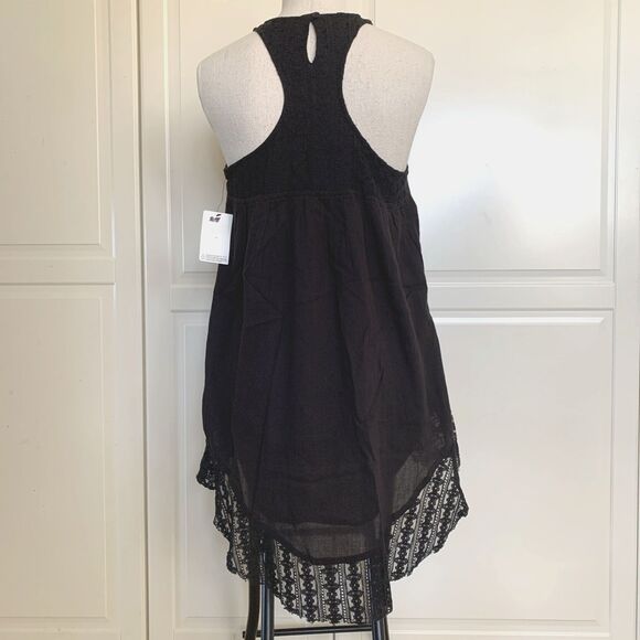 New Volcom Lace Accent Shift Dress Cotton Gauze Black Size XS - Picture 1 of 16